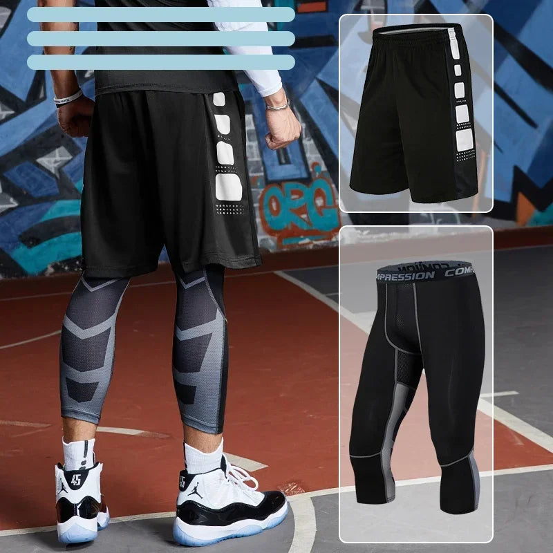 Men's Running Tracksuit Set - Compression Fitness Sportswear With Leggings, Gym Tights & Training Sweatpants