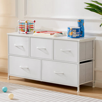 White Wardrobe Closet with 5/7/10 Fabric Drawers – Bedroom Storage Chest Cabinet Furniture