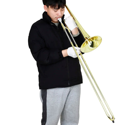M MBAT Alto Bb Trombone - Brass Lacquer Wind Instrument with Mouthpiece, Case & Cleaning Accessories