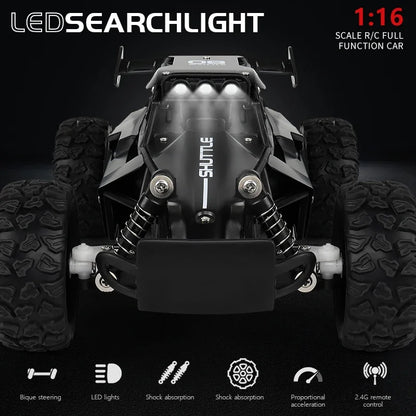 2024 New 1:16 Scale RC Car with LED Lights - 2.4GHz 2WD Off-Road Remote Control Climbing Vehicle, Drift Toy for Boys