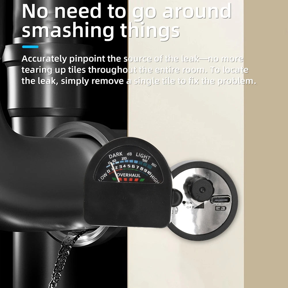 Home Pipe Leak Detector - High-Sensitivity Wall Leakage Tester with Type-C Charging & Noise-Canceling Headphones