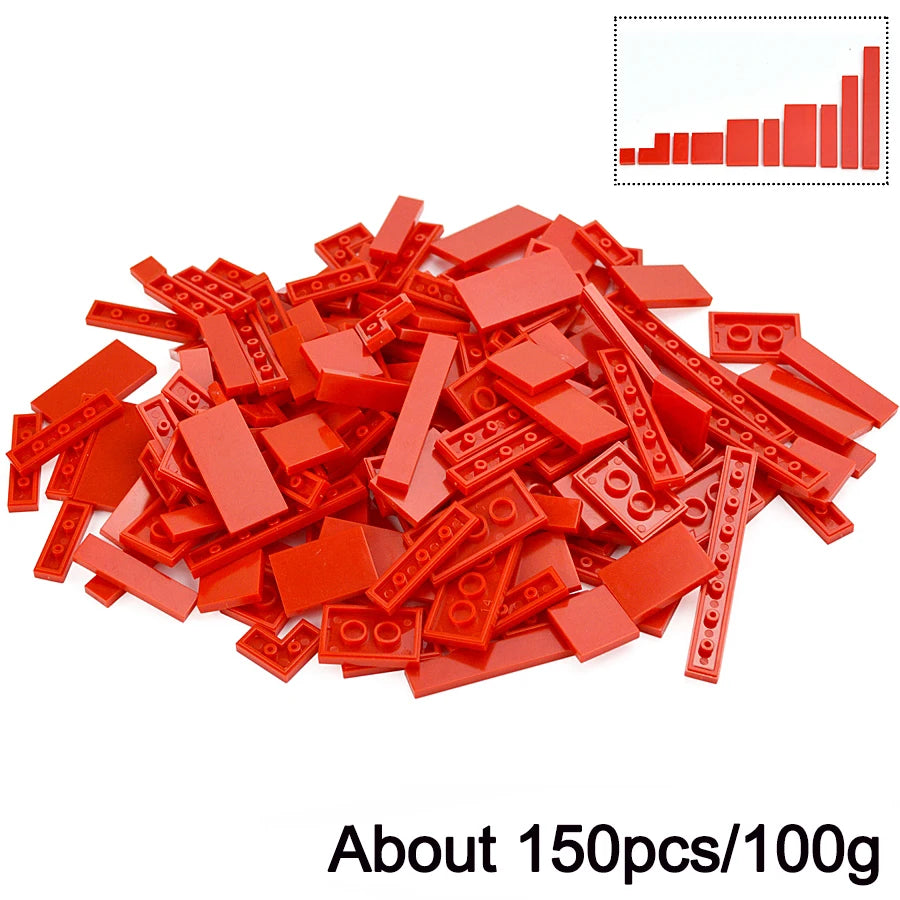 150-Piece DIY Building Blocks Set - Multicolor Flat Tile Construction Parts for Creative Educational Play and Crafts