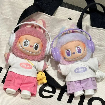 Labubu 15-17cm Doll Sports Outfit – LA Baseball & Trendy Tennis/Badminton Clothing, T-Shirt & Cargo Pants Set