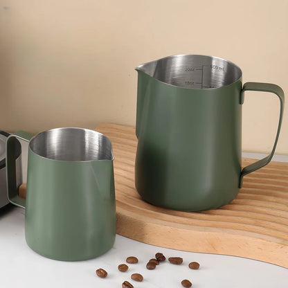 350/600ML Stainless Steel Coffee Milk Frothing Pitcher – Precise Scale Latte Jug for Barista & Professional Cafe Use