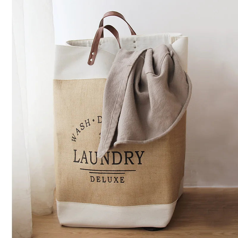 Large Capacity Fabric Laundry Basket — Foldable Dirty Clothes Storage Bin, Portable Household Storage Box