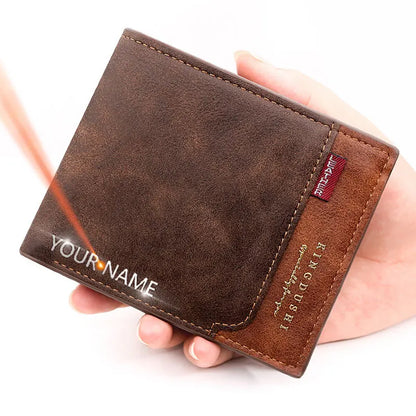 Personalized Men’s Short Wallet – High-Quality Classic Card Holder with Zipper Coin Pocket & Money Clip