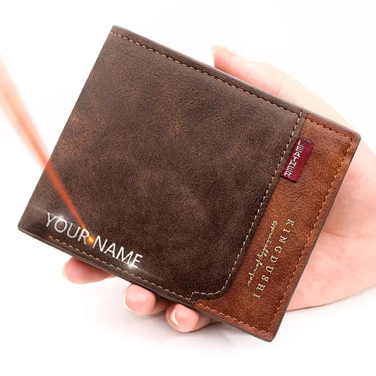 Personalized Men’s Short Wallet – High-Quality Classic Card Holder with Zipper Coin Pocket & Money Clip