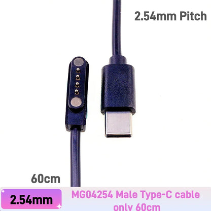 Magnetic Pogo Pin Connector - 2–5 Pin Spring-Loaded Male/Female Power Socket, 2.54/2.8mm Spacing, USB Cable Compatible