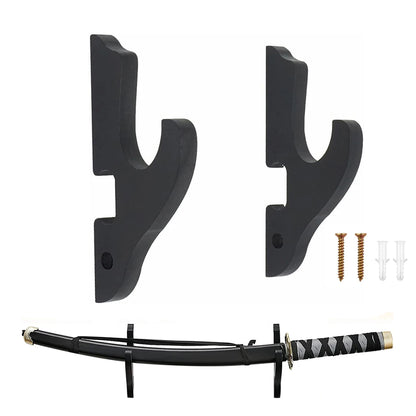 Wall-Mounted Wooden Sword Display Stand – Adjustable Katana, Wakizashi & Tanto Holder Rack for Samurai Blade Storage & Decor