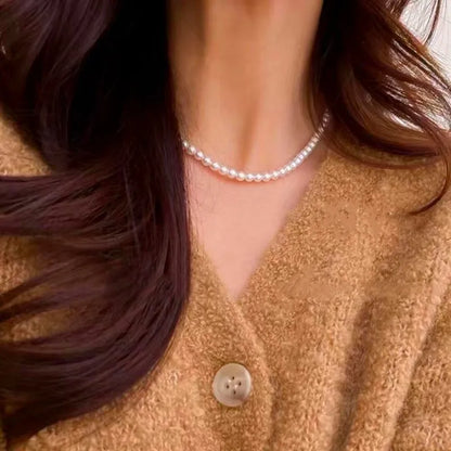 Imitation Pearl Heart Choker Necklace for Women – Trendy Party Clavicle Jewelry Gift