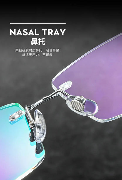 Ultra-Light Pure Titanium Rimless Glasses Frame – Anti-Blue Light Optical Frames for Men, Custom Prescription Eyeglasses