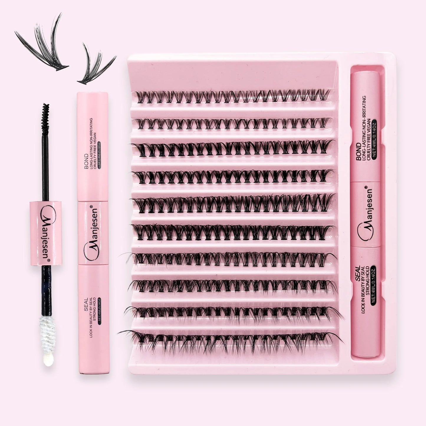 200 PCS Eyelash Clusters Kit – Lash Bond & Seal, DIY Lash Extension Tools & Glue Accessories