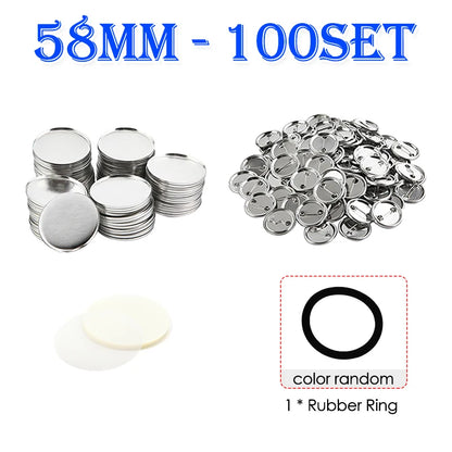 100 Set Blank Badge Button Maker Supplies Kit – DIY Pin Button Parts for 25mm–58mm Pin Badge Press Machine Accessories