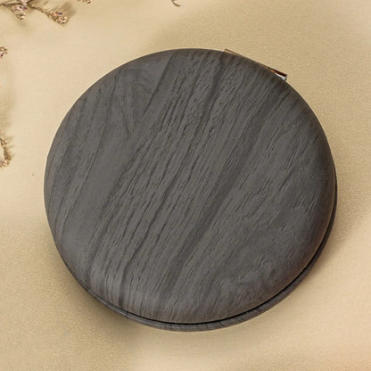 Faux Wood Round Folding Makeup Mirror - Lightweight Compact Vanity & Travel Cosmetic Mirror