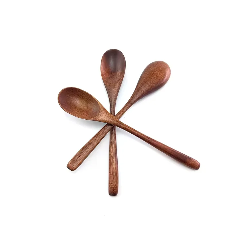 6Pcs Wooden Spoon Set – Natural Wood Kitchen Utensils for Soup, Dessert & Dinner Serving