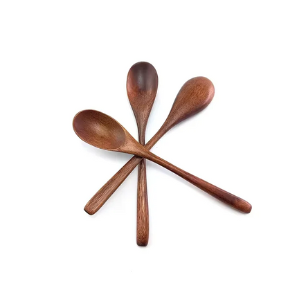 6Pcs Wooden Spoon Set – Natural Wood Kitchen Utensils for Soup, Dessert & Dinner Serving