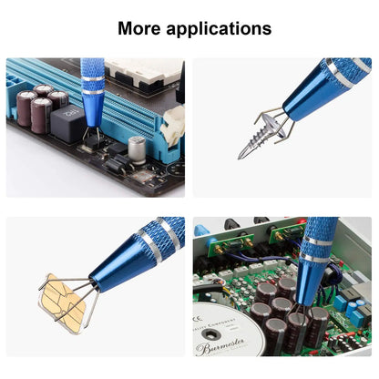 4-Claw IC Extractor Precision Tweezers – Professional Electronic Component & Jewelry Parts Pickup Tool Clamp for Repair Work