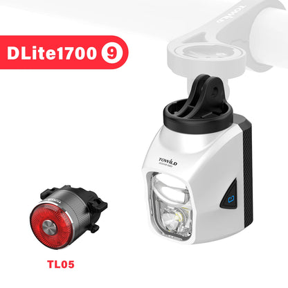 TOWILD DL1200S/DL1700 Bike Light - Rechargeable MTB Front Headlight with Cut-Off Beam, 1900LM Output & Power Bank Function