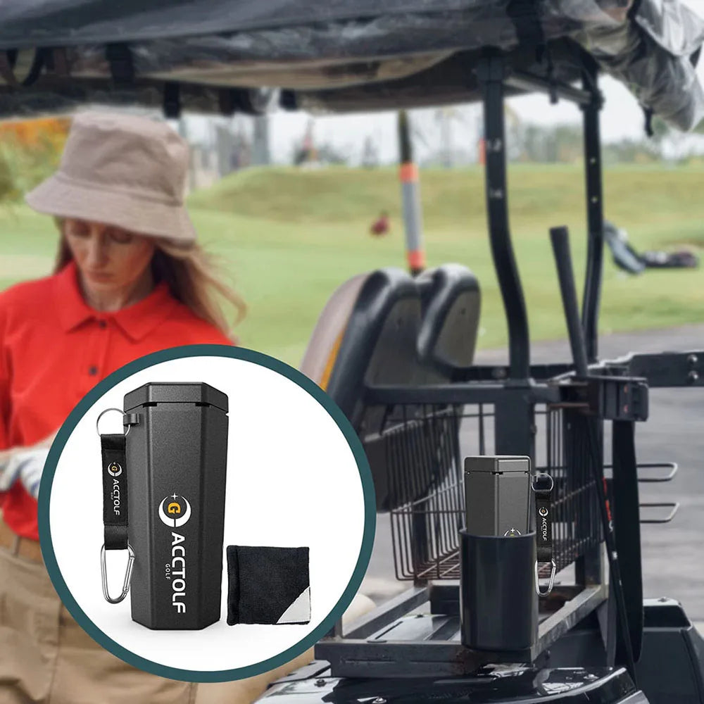 Golf Ball Washer Cleaning Machine – Reusable Towel & Cart Cup Holder, Portable Bag Cleaner Accessories, Perfect Gift