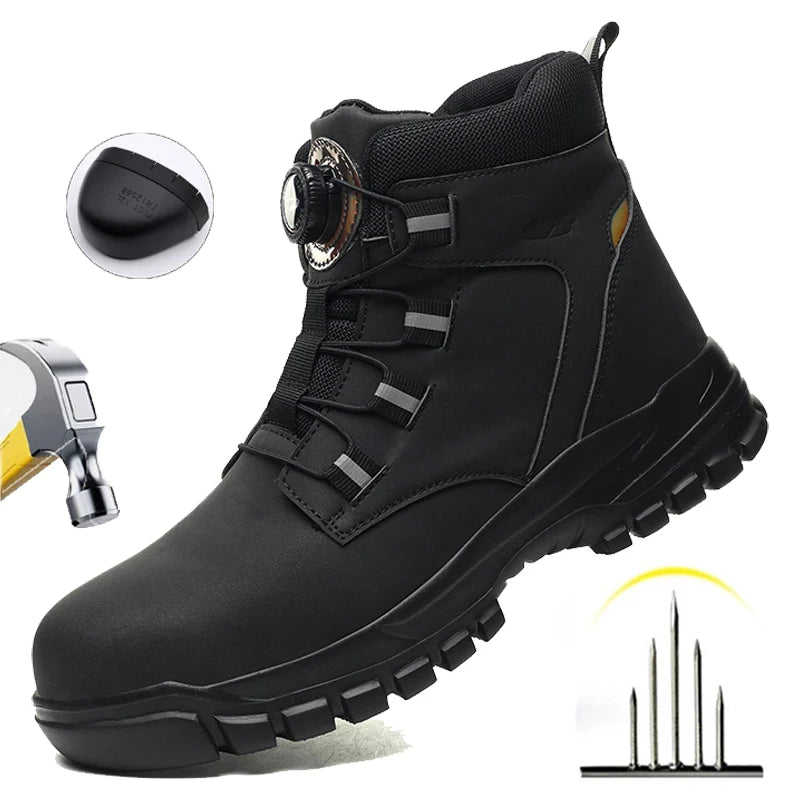 Men’s Waterproof Steel Toe Safety Boots – Indestructible Work Shoes, Anti-Smash & Stab-Resistant Biker Boots