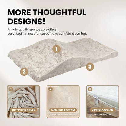 Lash Mattress and Cover – Wave Memory Foam Beauty Salon Lash Bed, Curved Topper for Eyelash Foam Spa