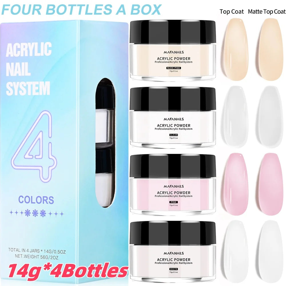 50g/100g Nude Nail Acrylic Powder Bulk Set – 4-in-1 Solid Crystal Extension, Dipping & Engraving Nail Art Monomer Wholesale