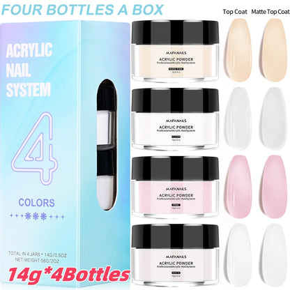 50g/100g Nude Nail Acrylic Powder Bulk Set – 4-in-1 Solid Crystal Extension, Dipping & Engraving Nail Art Monomer Wholesale