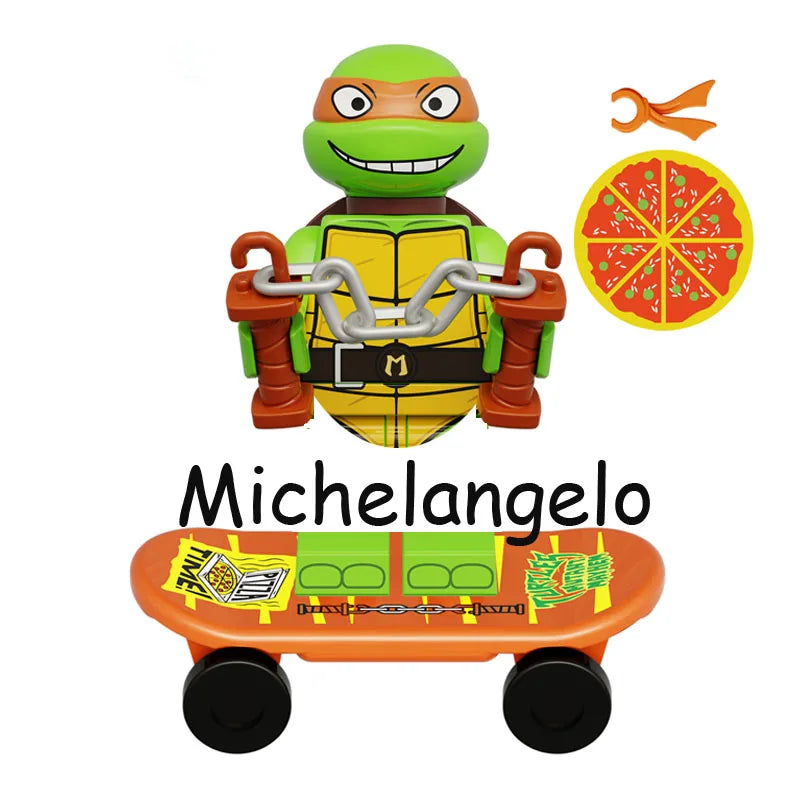 Ninja Turtles Building Block Action Figures – Leonardo, Raphael, Michelangelo, Donatello, Shredder & Splinter Cartoon Movie Toy Set