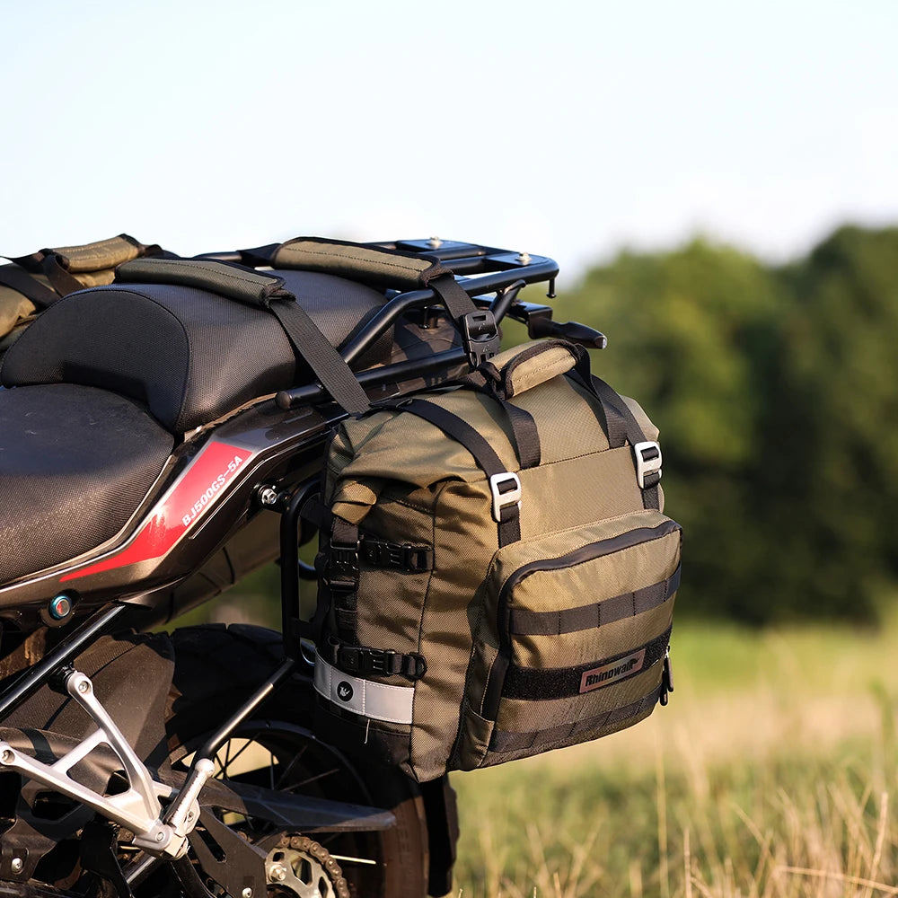 Rhinowalk Motorcycle Saddlebag 20L-30L – Universal Side Bag with Removable 100% Waterproof Inner Liner for Travel Motorbike Luggage
