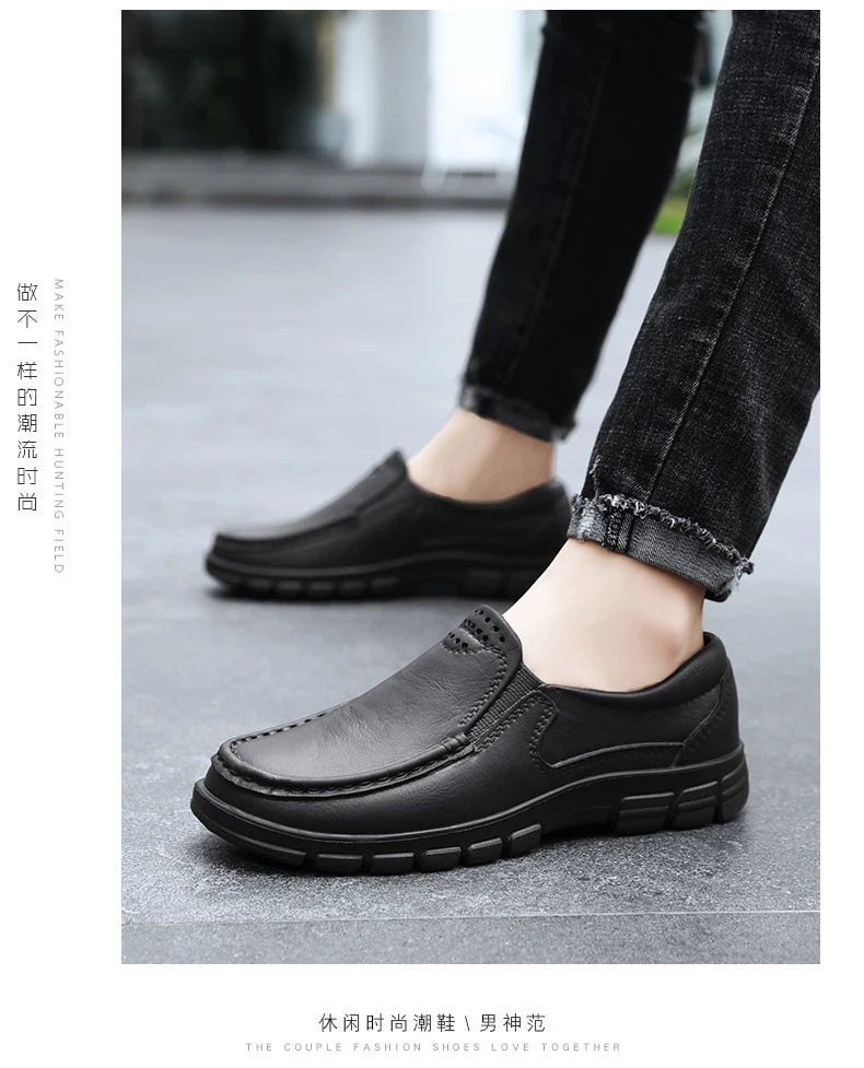 Chef Shoes for Men – Anti-Slip, Oil-Resistant Leather Work Shoes, Plus Size Business Casual with Soft Sole & Comfort