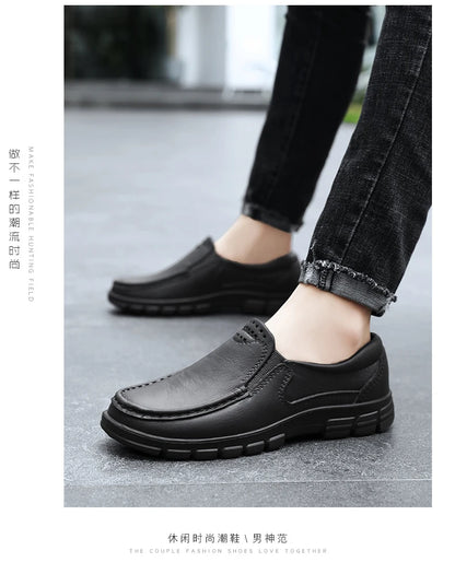 Chef Shoes for Men – Anti-Slip, Oil-Resistant Leather Work Shoes, Plus Size Business Casual with Soft Sole & Comfort