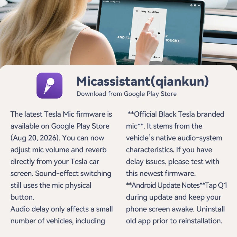 Tesla T1 Car Karaoke Microphone - Rechargeable Mic with USB-A & USB-C Receiver, Plug-and-Play Wireless Karaoke System