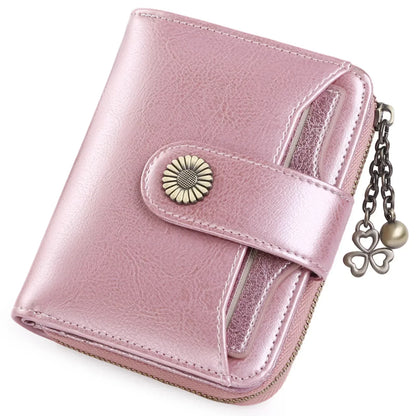 Genuine Leather Short Wallet for Women — Slim Hasp & Zipper Mini Purse, Portable Coin & Card Holder