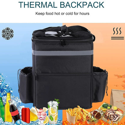 Insulated 30L Food Delivery Backpack – Large Capacity Thermal Takeout & Grocery Bag for Riders, Waterproof Heat Retention Courier Bag