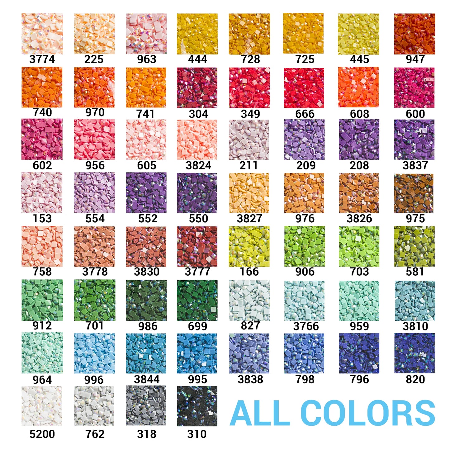 60 Colors Resin AB Diamond Beads – 2.5MM Square Drills for 5D Diamond Painting Accessories