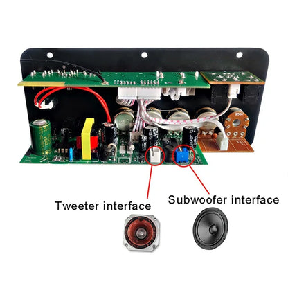 Bluetooth 5.0 Amplifier Board with Optical Audio AMP, USB FM Radio, TF Player, DIY Audio Subwoofer for Karaoke, Home & Car, 110V/220V