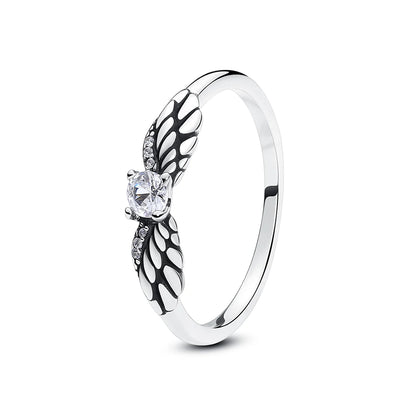 925 Sterling Silver Women’s Ring – Crown, Heart & Wishbone Design with Crystal, Rose Gold Engagement & Wedding Jewelry