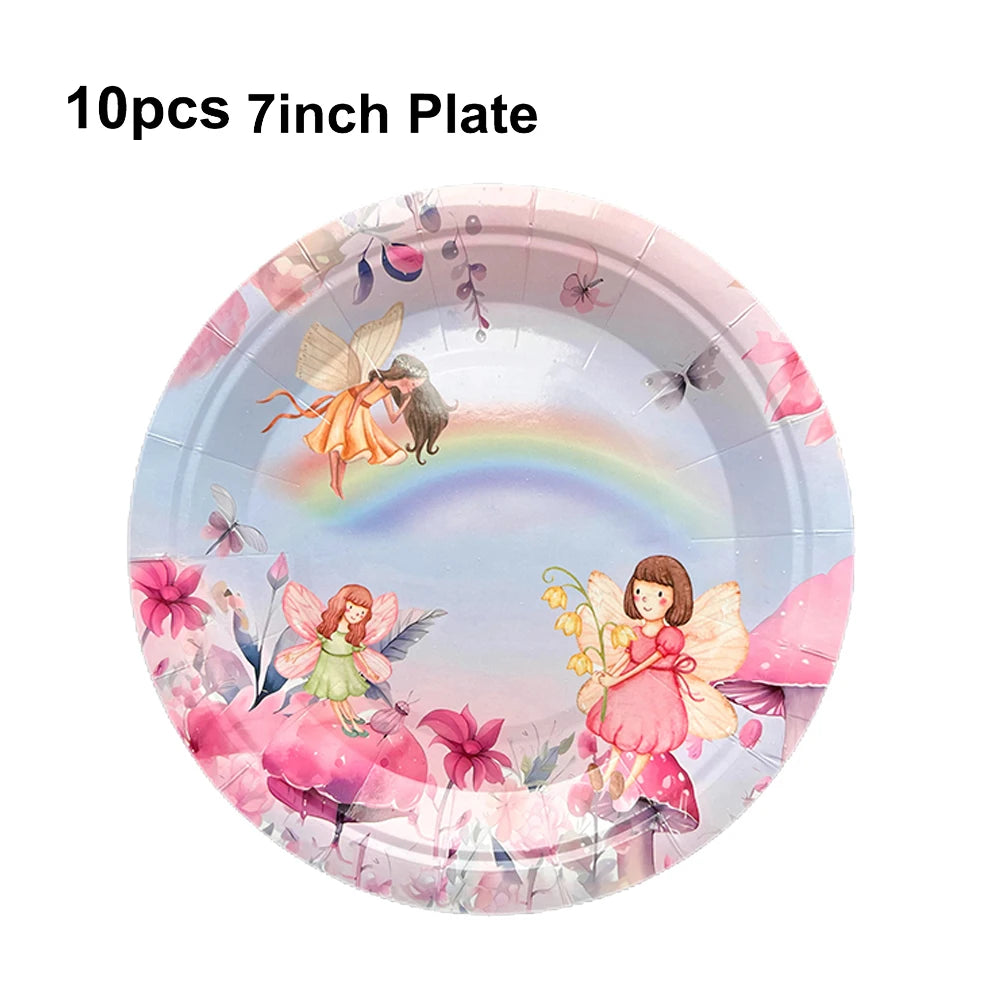 Pink Butterfly Fairy Party Tableware Set – Disposable Plates, Cups & Napkins for Birthday, Wedding & Baby Shower Decor