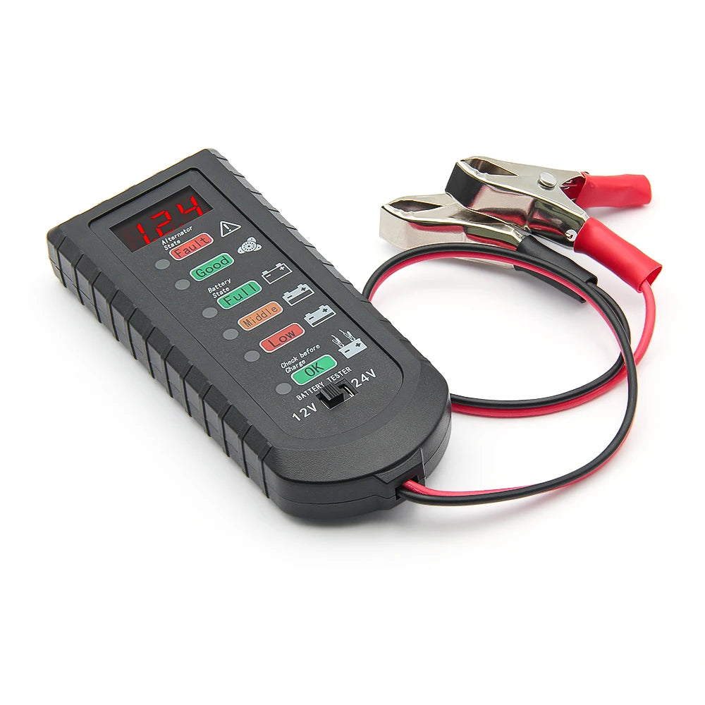 12V 24V Car Battery Tester - LED Voltage Circuit Analyzer with 6 Light Display for Auto Diagnostics