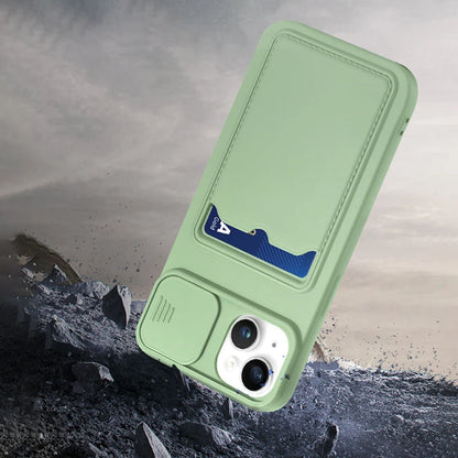 Slide Camera Protection Wallet Phone Case for iPhone – Soft Silicone Card Holder Cover for iPhone 16/15/14/13/12/11 Pro Max, XR, XS Max, 8 Plus Safety Case