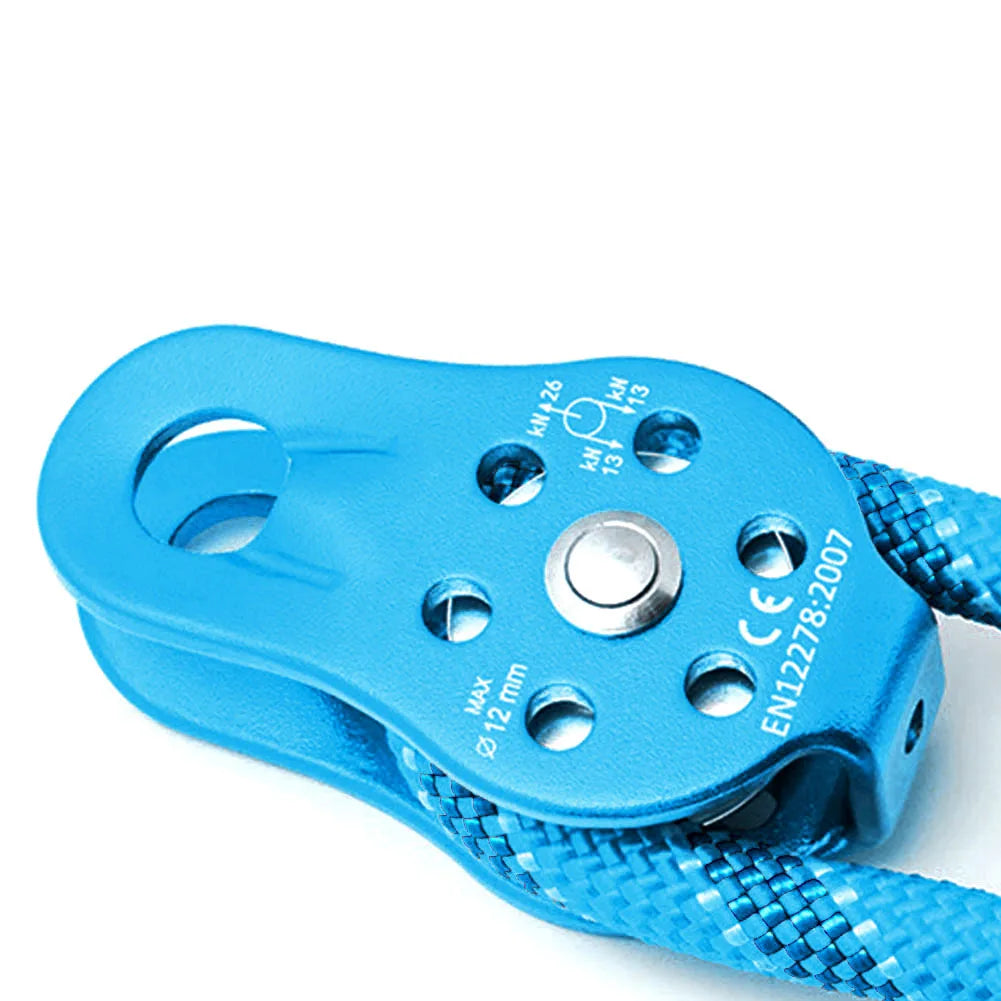 26KN Aluminium Alloy Heavy Duty Swivel Rope Pulley Block – Single Pulley Wheel for 12mm Climbing Rope