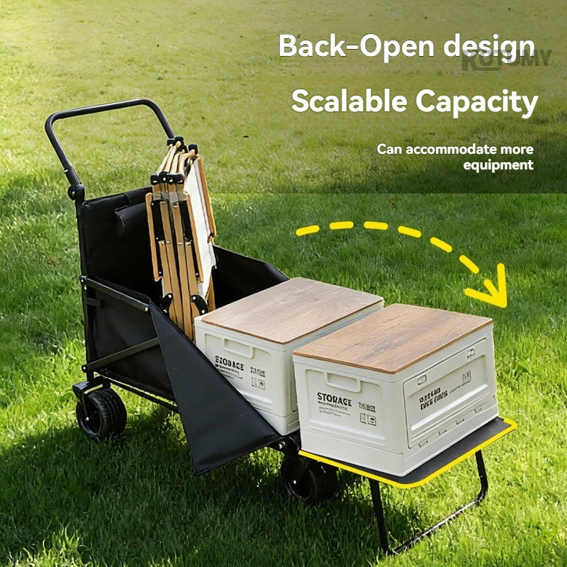 Foldable Outdoor Camping Trolley - Portable Beach Cart Push Chair & Utility Trailer for Outdoor Activities