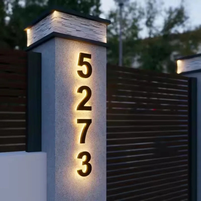 Custom LED House Numbers - Stainless Steel Waterproof Backlit Address Sign for Homes, Hotels & Apartments