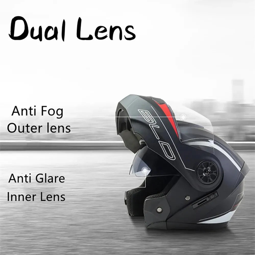 Personalized Dual-Lens Flip-Up Motorcycle Helmet — Motocross Racing Modular Full-Face Helmet for Men & Women, Fashionable Cascos Para Moto