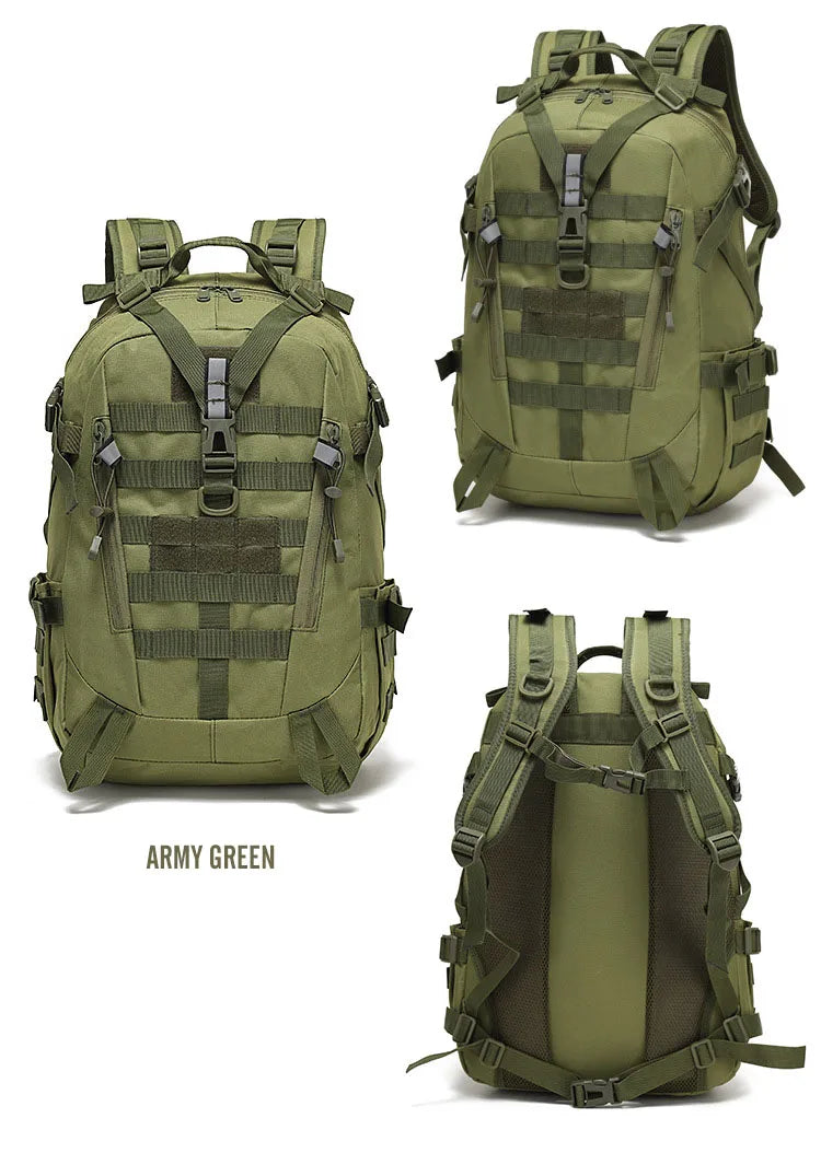 40L Tactical Reflective Backpack – Molle Camouflage Rucksack for Outdoor Hiking, Camping, Hunting & Travel