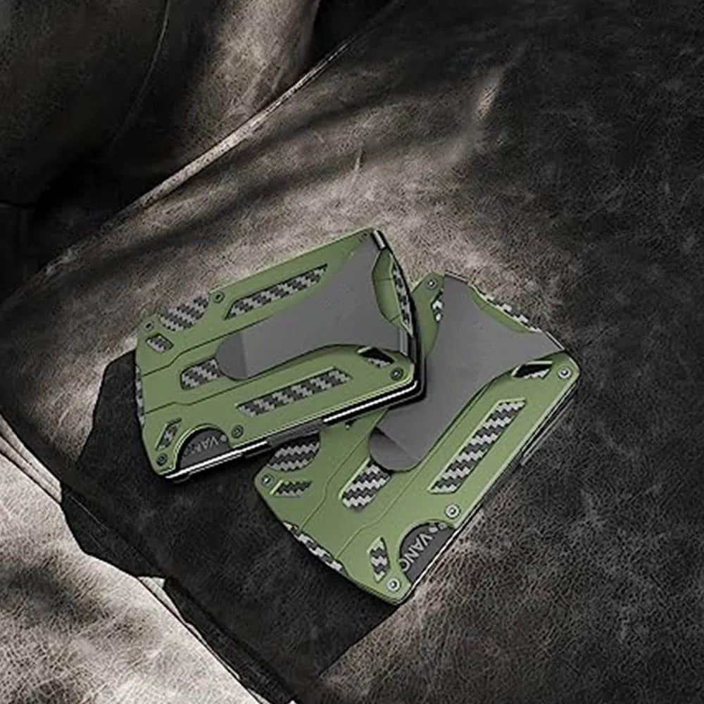 Metal Wallet for Men – Minimalist Slim RFID Blocking Carbon Fiber Front Pocket Wallet with Card Holder & Money Clip