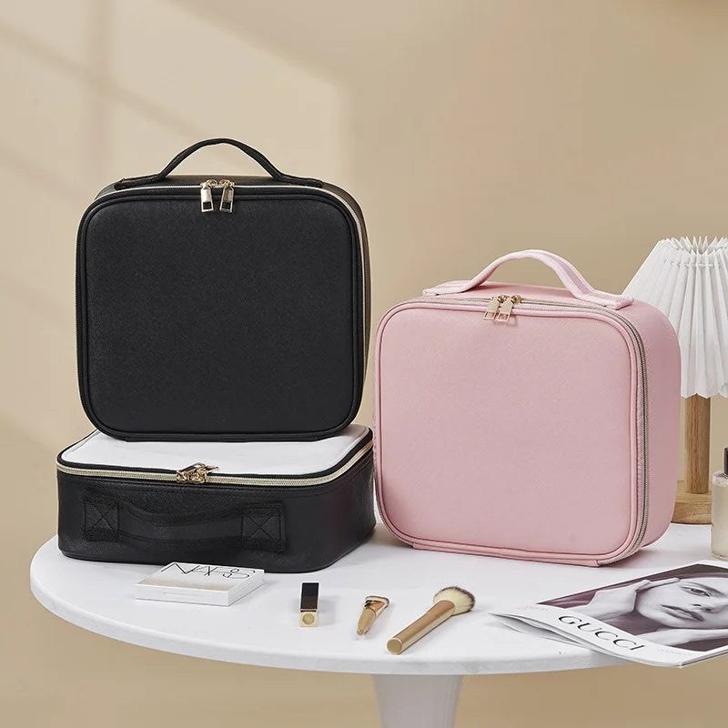 LED Cosmetic Case with Lights & Mirror – Large Capacity Luxury Makeup Bag with Premium Feel