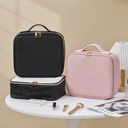 LED Cosmetic Case with Lights & Mirror – Large Capacity Luxury Makeup Bag with Premium Feel