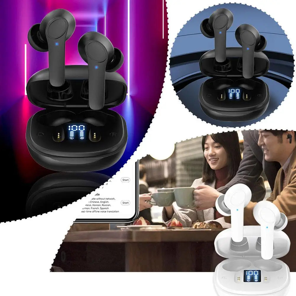 Smart Translate Earbuds — Real-Time Voice Translator, 144 Languages, Online & Offline, 4 Modes, 98% Accuracy