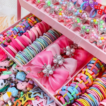 546PCS Bow Hair Accessories Set - Colorful Elastic Hair Ties and Clips for Girls and Children